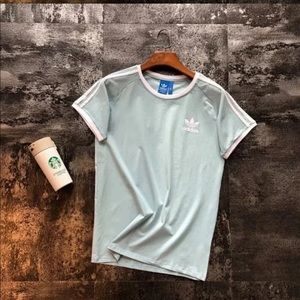 Light Blue Striped Adidas T-Shirt